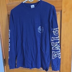 PINK Victoria's Secret Navy/Dark Purplish Long Sleeve Shirt